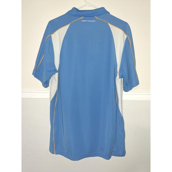 Under Armour Mens Large UCLA Colors Polo Shirt Heat Gear Blue White Orange - Picture 6 of 7